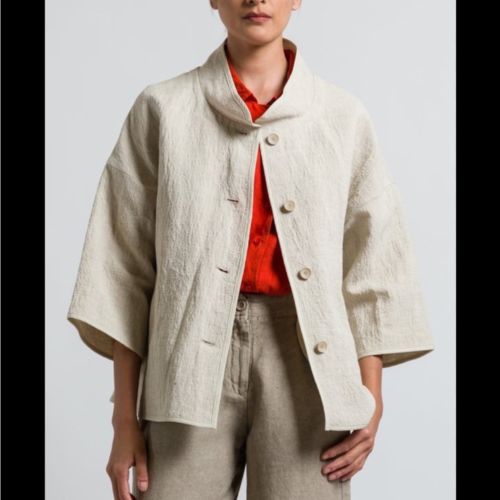 Cream Button-Front Textured Jacket - Women